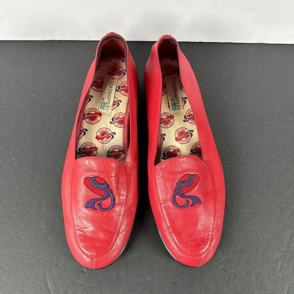 VTG Grashoppers by KEDS RED HAT SOCIETY shoes Red leather size 7.5 M PREOWNED‎